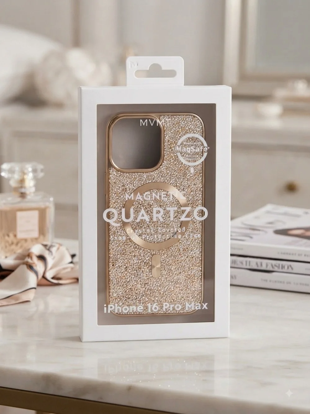 MVMT Magnet Quartzo Crystal Snap on iPhone 16 Pro Max MagSafe Case - Gold